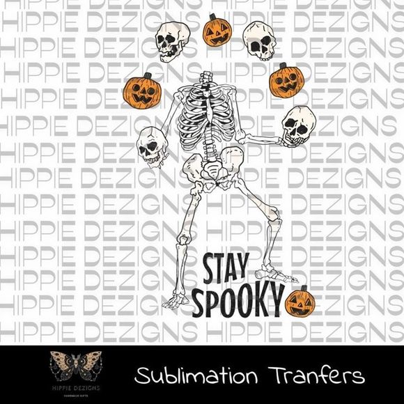 Stay Spooky Pumpkin Skeleton Sublimation Transfer | Skeleton SUBLIMATION - Picture 1 of 5